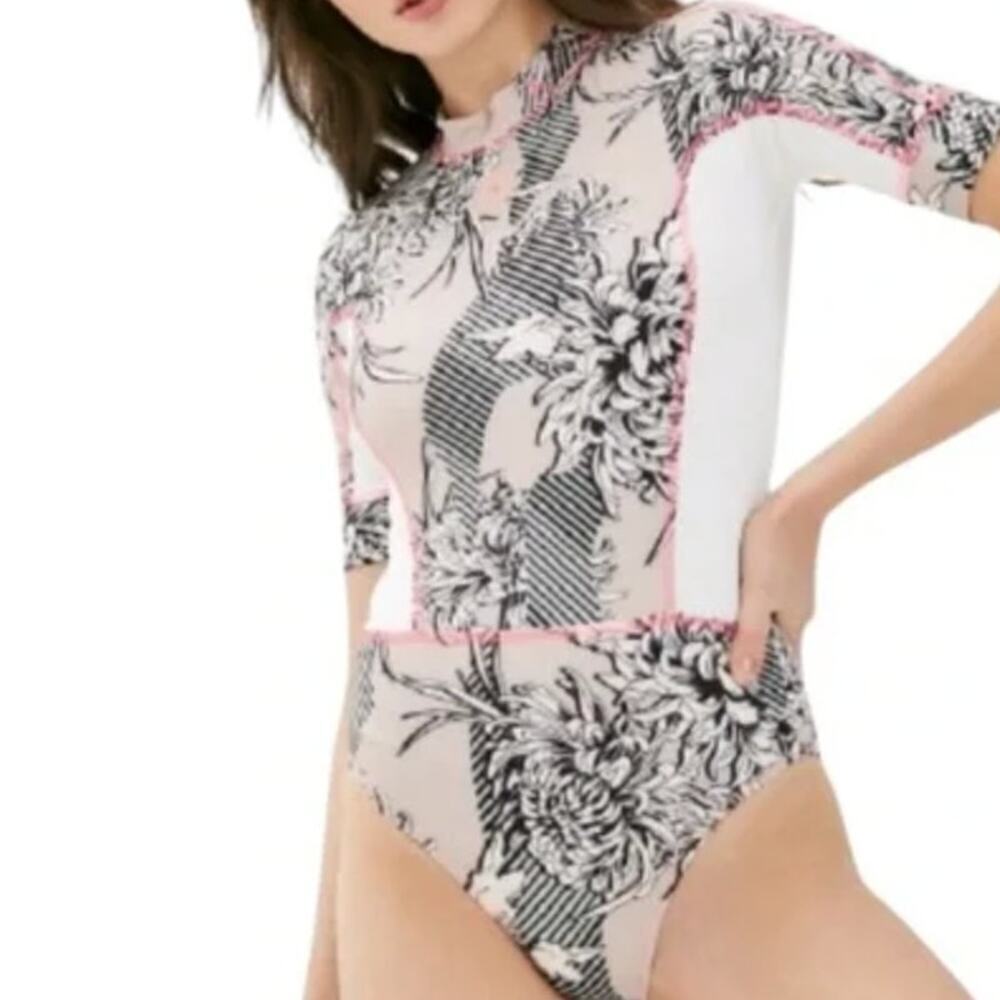 Adidas Stella McCartney Tan Floral Future Playground Bodysuit • Size XXS